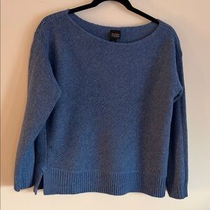 Eileen Fisher Women's Heather Blue Crew Neck Sweater Old Money Prep
